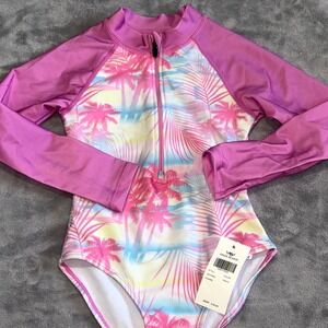 Angel Season Swimsuits One Piece Girls 5 Years Pink Tropical Print‎ UPF 50+ $60